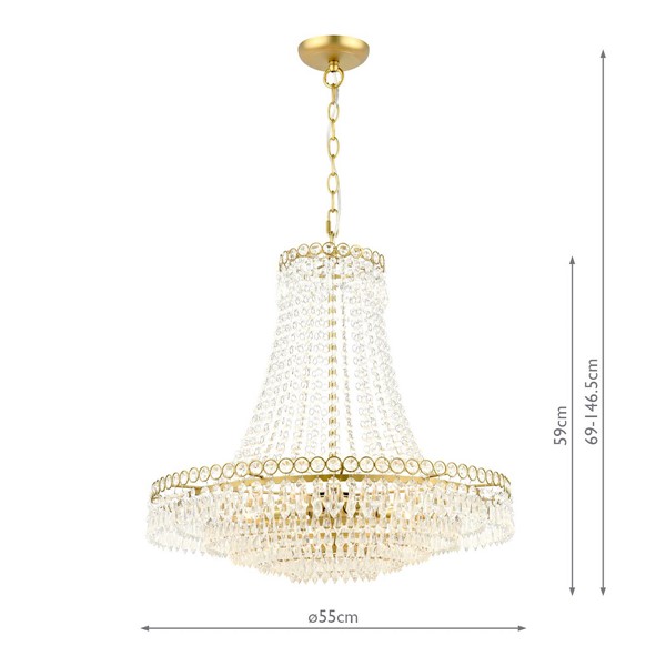 (image for) Laura Ashley Enid 5 Light Grande Chandelier Glass and Matt Antique Brass